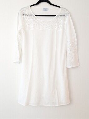 Claire Pettibone Bleu Clair soft cotton lace long sleeve nightgown